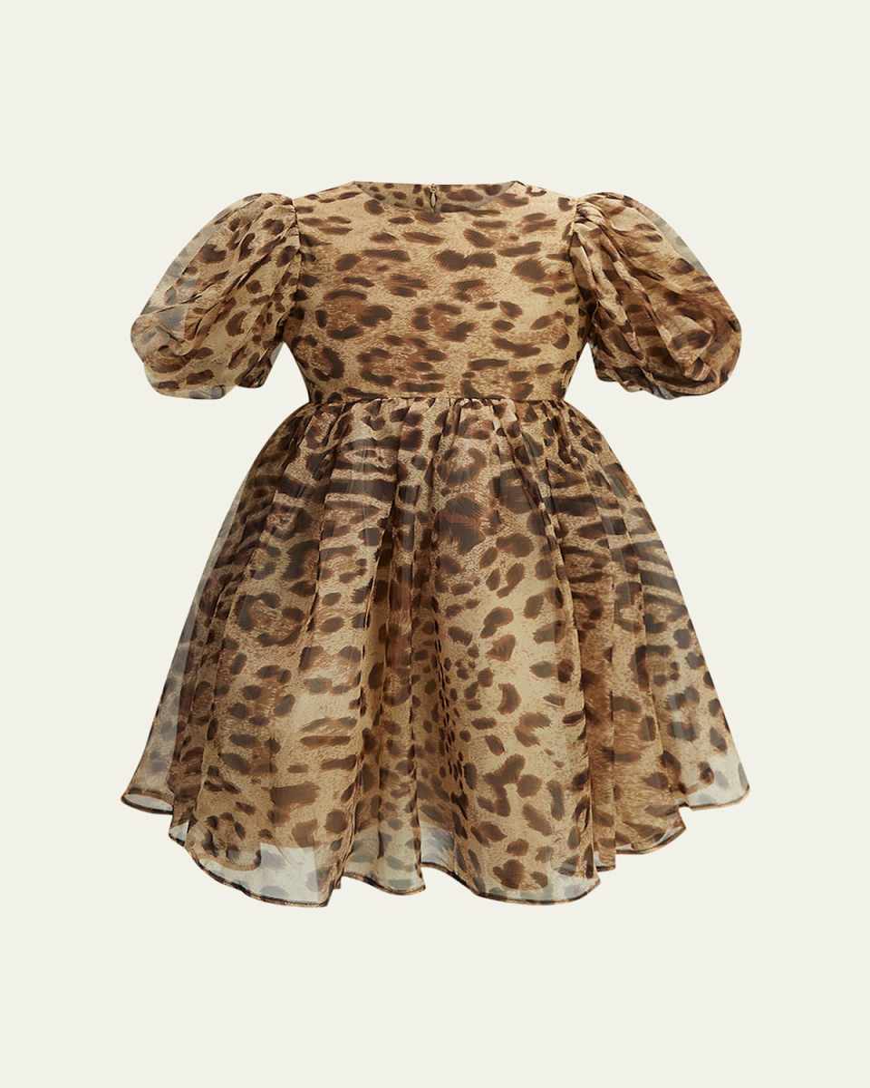 Girl's Juliet Puff-Sleeve Tulle Mini Dress, Size 4-16